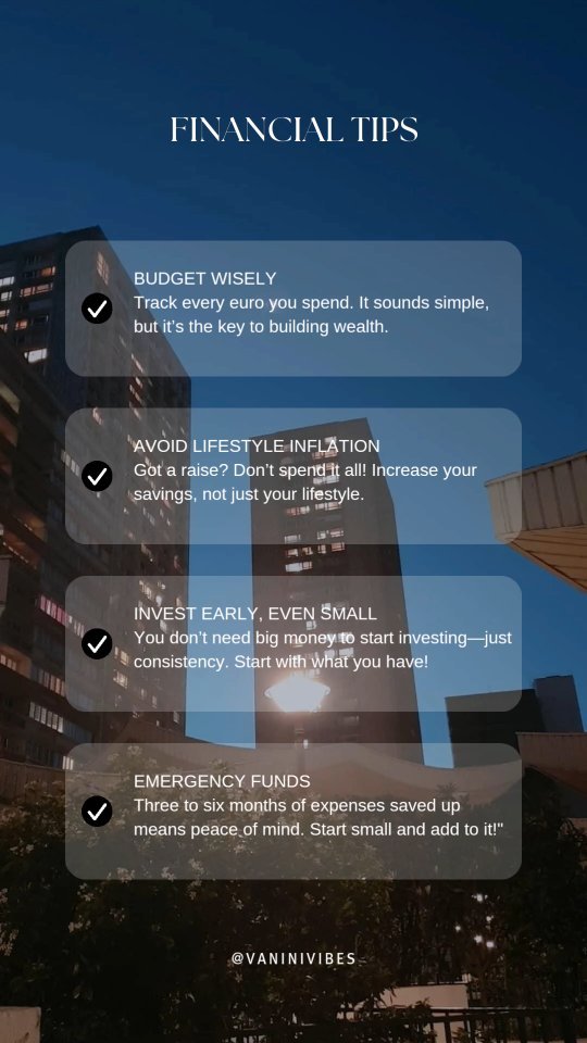 ✨ Optimize your finances, one tip at a time! ✨

Keep these simple tips in mind to manage your money smarter. Small steps