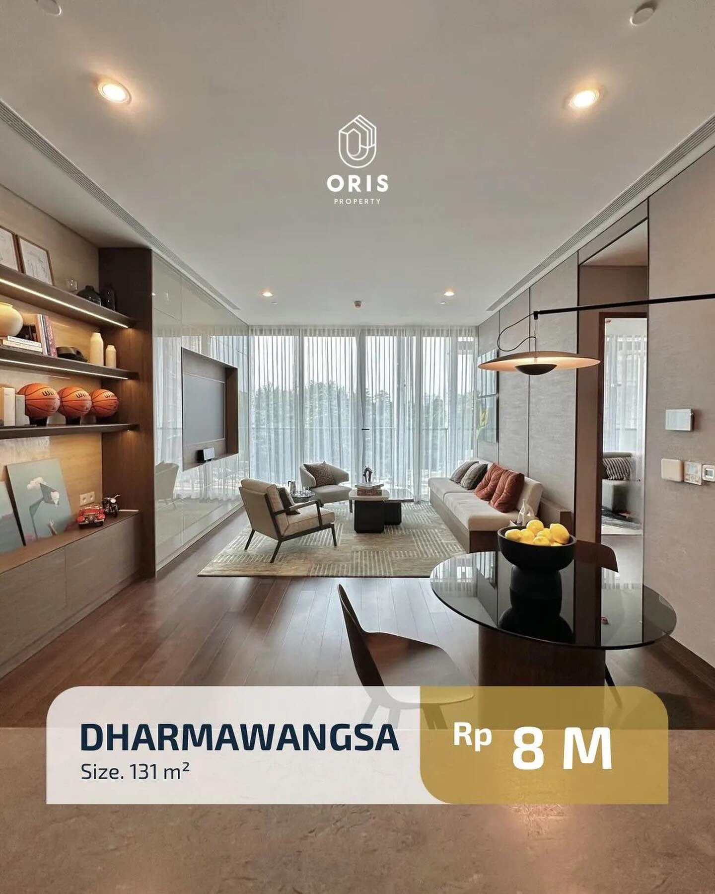 FOR SALE DHARMAWANGSA - KEBAYORAN BARU, JAKARTA SELATAN
BRAND NEW LUXURIOUS APARTMENT
TYPE 2 BEDROOM

Size 131 m2
2 Bedr