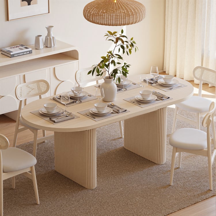 HOMARY Whitewash Oval Dining Table thumbnail