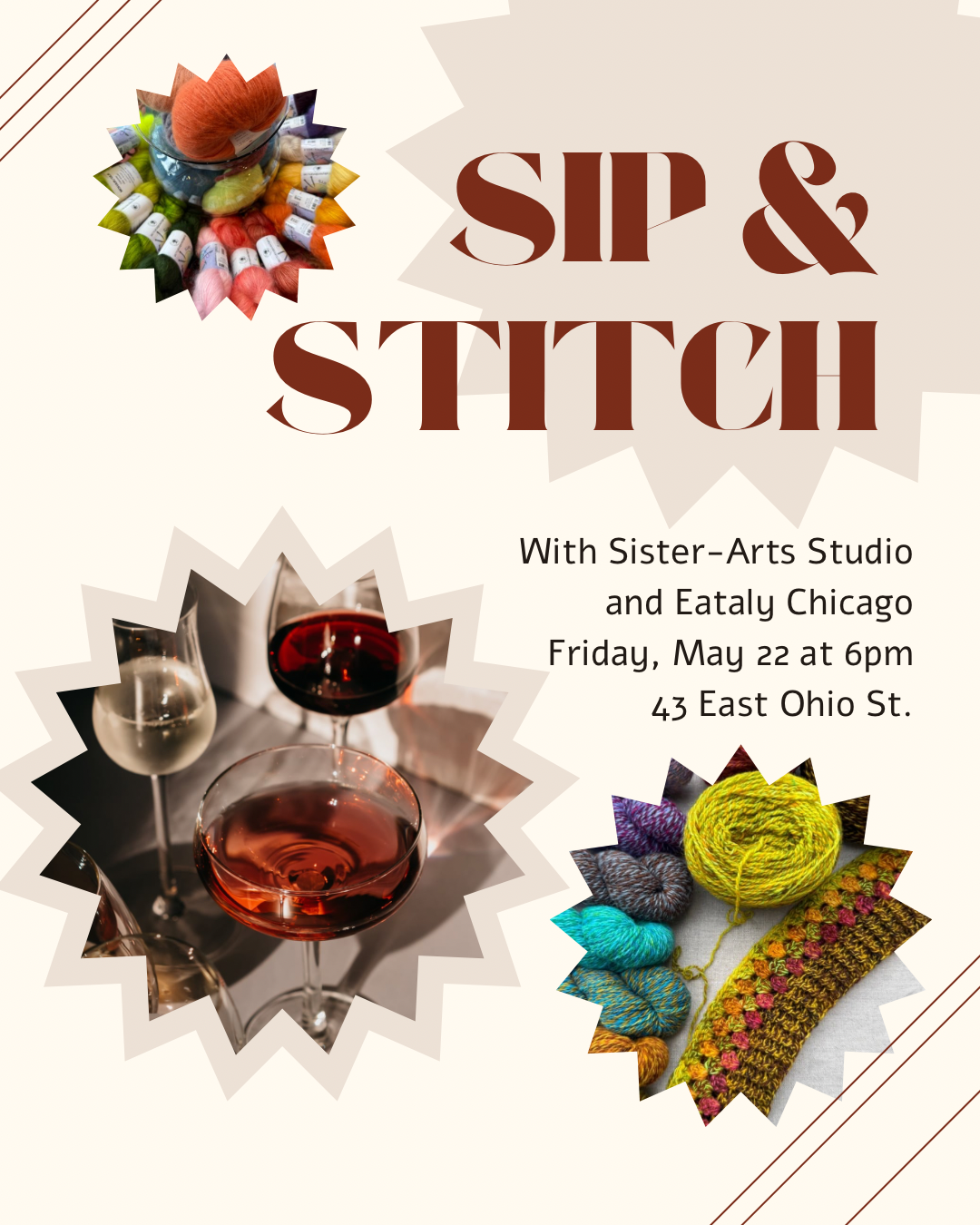 Sip & Stitch with Sister-Arts at Eataly Chicago thumbnail