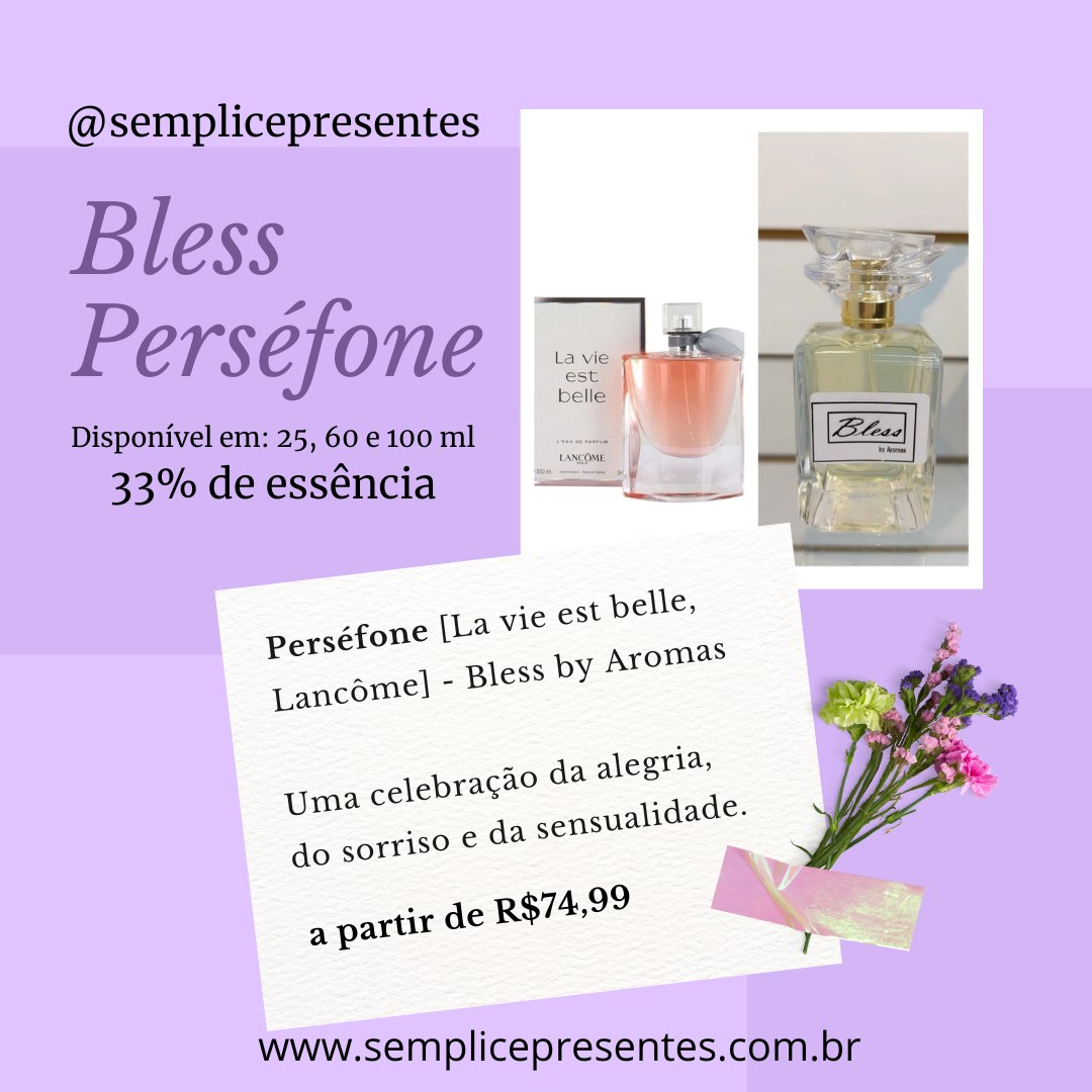 COMPRE o seu perfume inspirado com 33% de essência.
+ 39 fragrâncias das melhores grifes
Acesse www.semplicepresentes.co