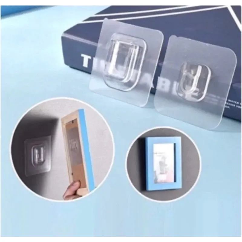 10 Peças/5 Pares Gancho Adesivo Macho Fêmea Dupla Face Transparente Sem Furos Pregos Para Banheiro E Cozinha thumbnail