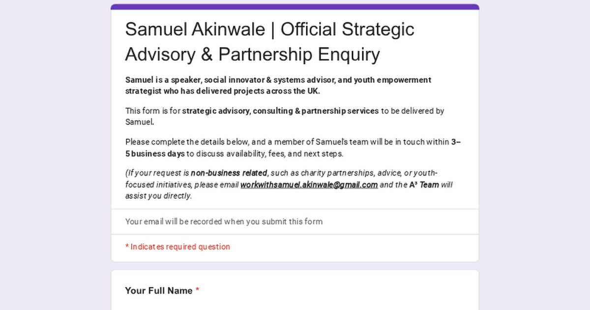 Samuel Akinwale | Strategic Advisory & Partnership Enquiry thumbnail
