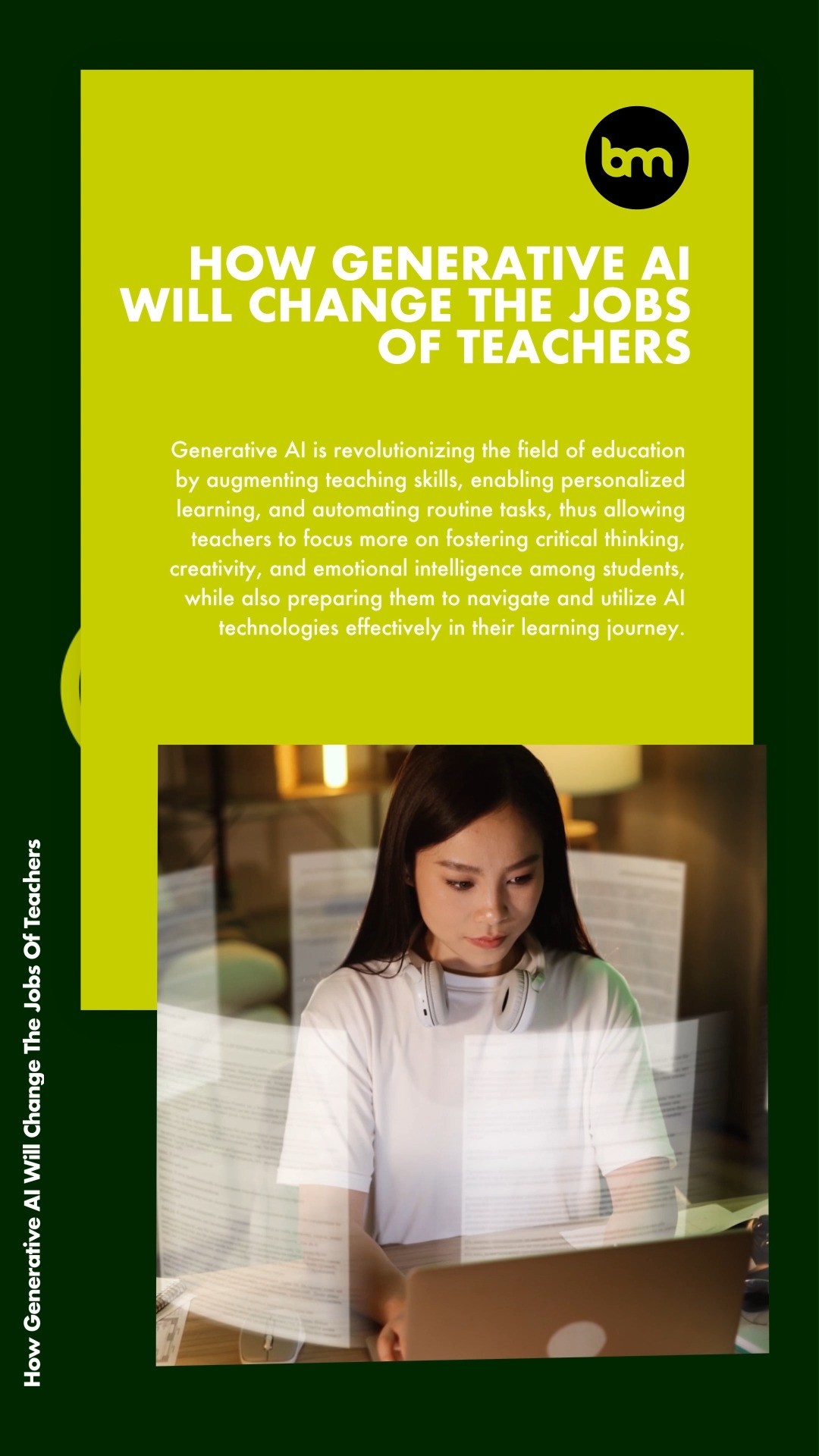 How Generative AI Will Change The Jobs Of Teachers

#GenerativeAI is revolutionizing the field of #education by augmenti