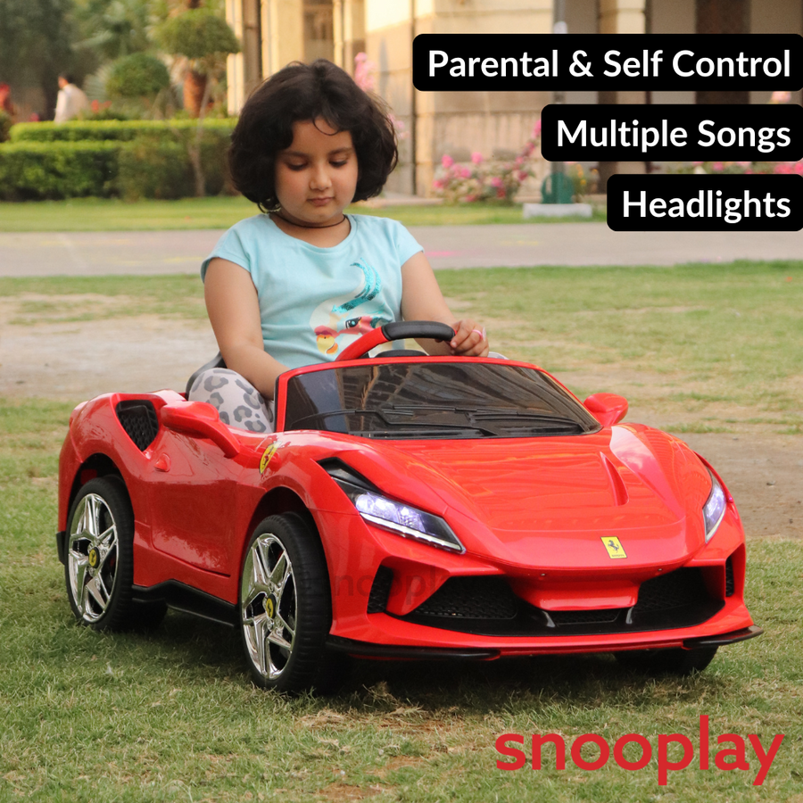 Parental & Self Control | Battery Ride On Ferrari Car | Multi-Songs, Light, USB Slot, Honk (2.5-8 Years) thumbnail