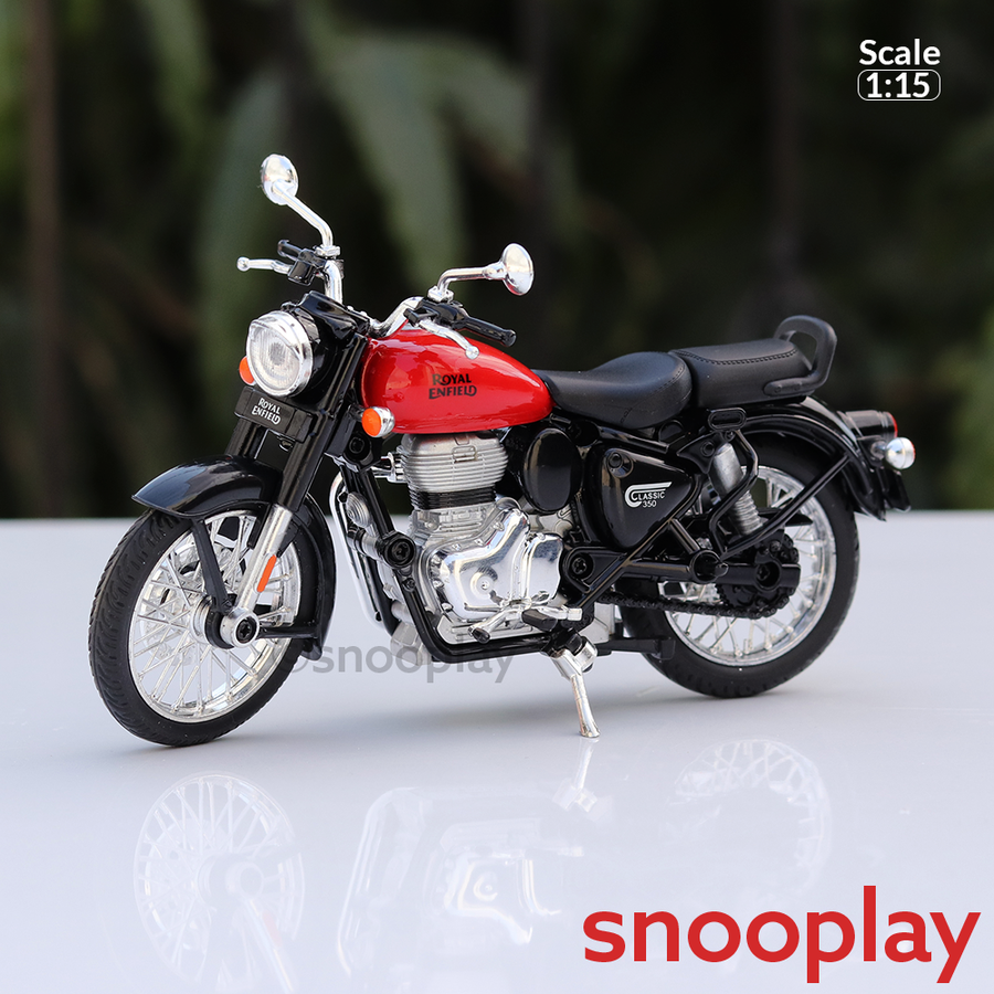 Original Royal Enfield Classic 350 Licensed Diecast Bike with Supporting Wheels & 2 Extra Tanks | 1:15 Scale Model (7 Years till Grown Ups) thumbnail