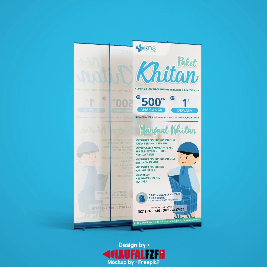 .
X-Banner Paket Khitan Klinik dan Rumah Bersalin dr. Suzie B.A.S.
.
Design by : 
Me
.
Mockup by : 
Freepik?
.
.
_______