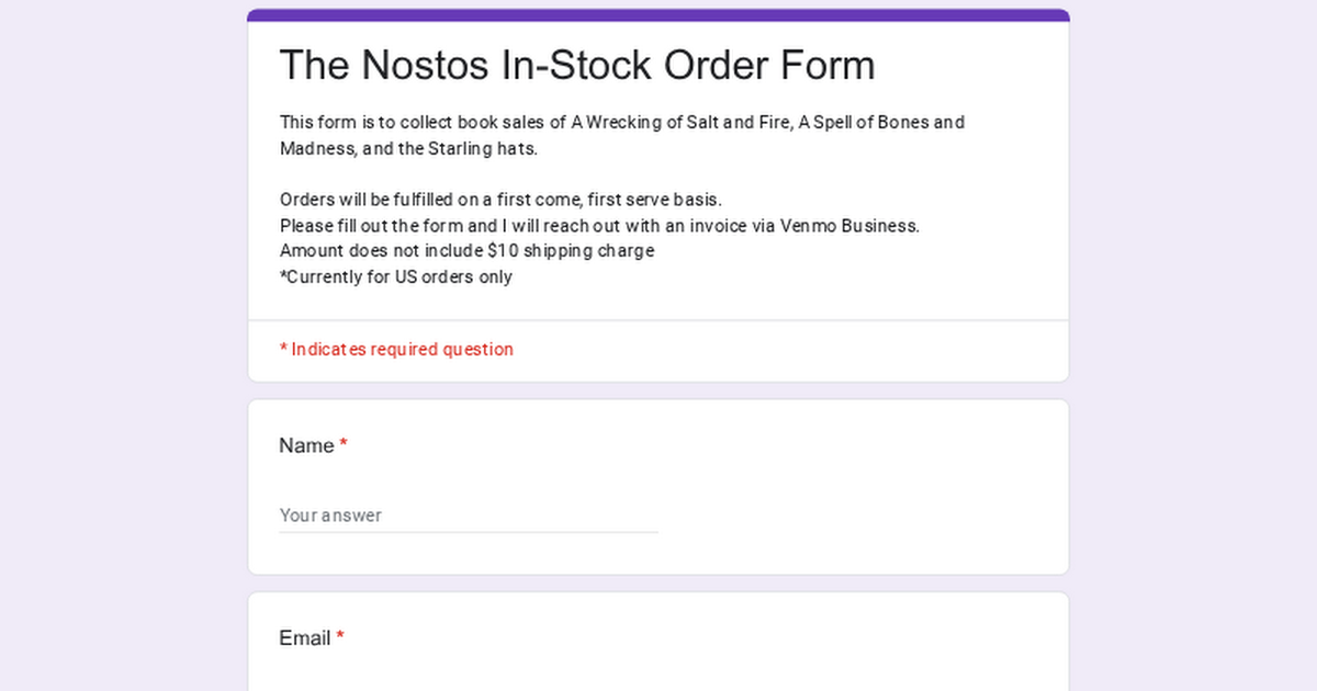 The Nostos In-Stock Order Form thumbnail