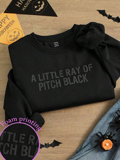 Lalippa Women's Casual Slogan Print Black Fleece Sweatshirt, Autumn/Winter Graduation,Back To School Outfits,Graduation,Teacher Outfits For Women,Back To School Pullover Fall Outfit thumbnail