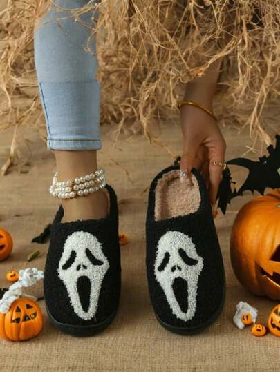 New Women's Halloween Atmosphere Slippers, Cute And Funny, For Autumn And Winter thumbnail
