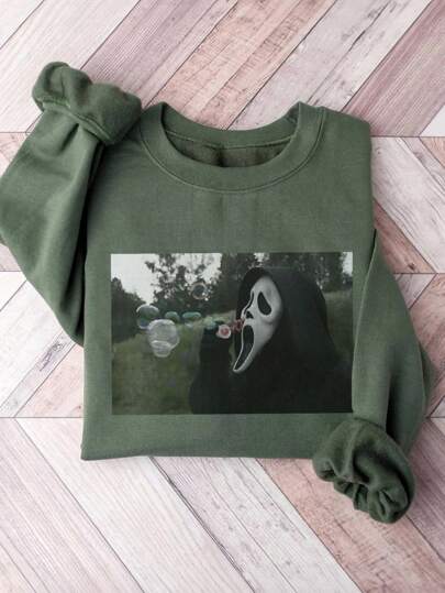 Lalippa Plus Size Minimalist Print Crew Neck Long Sleeve Sweatshirt Pullover Fall Outfit thumbnail