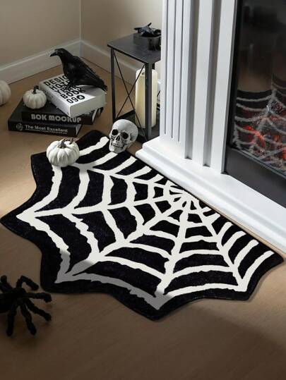 Spider Web Indoor Halloween Rug60x90cm(24x36inch), Plush Gothic Cute Fun Halloween Bathroom Rugs Non Slip Kitchen Rug Machine Washable For Front Door Porch Indoor Doormat Home Bathroom Decor Floor Carpet Outdoor Rug Door Mat Fall Decor Bathroom Accessories Back To School Entryway Decor thumbnail
