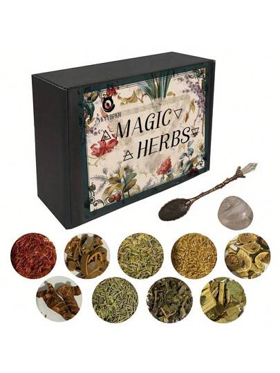 Witchcraft Supplies Kit 40Packs - Herbs For Spells -,Beginner  Kit Box With Antique Spoon  Starter Kit Ideal Pagan Altar Decor, Witchy Gifts For Witches thumbnail