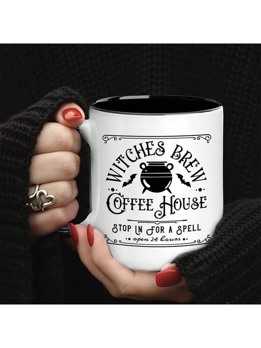 Witch's Beverage Cafe Ceramic Cup - 24hr Open, Witchcraft Gothic Mug, Interesting Halloween Gift For Her, No Assembly Required, Suitable For Pagan Moon Tea Or Coffee Lovers, Witchcraft Home Decor thumbnail