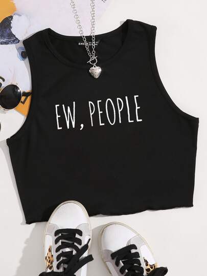 Flirla Letter Graphic Tank Top Graphic Tees Women Tops thumbnail