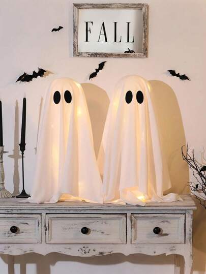 2pcs-Halloween Decorations Spooky Ghosts With String Lights-Scary Ghost For Halloween Decor Indoor Party Home Table Room Kitchen And Fireplace Decor thumbnail
