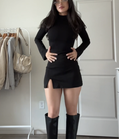 Long Sleeve Mini Dress Black thumbnail