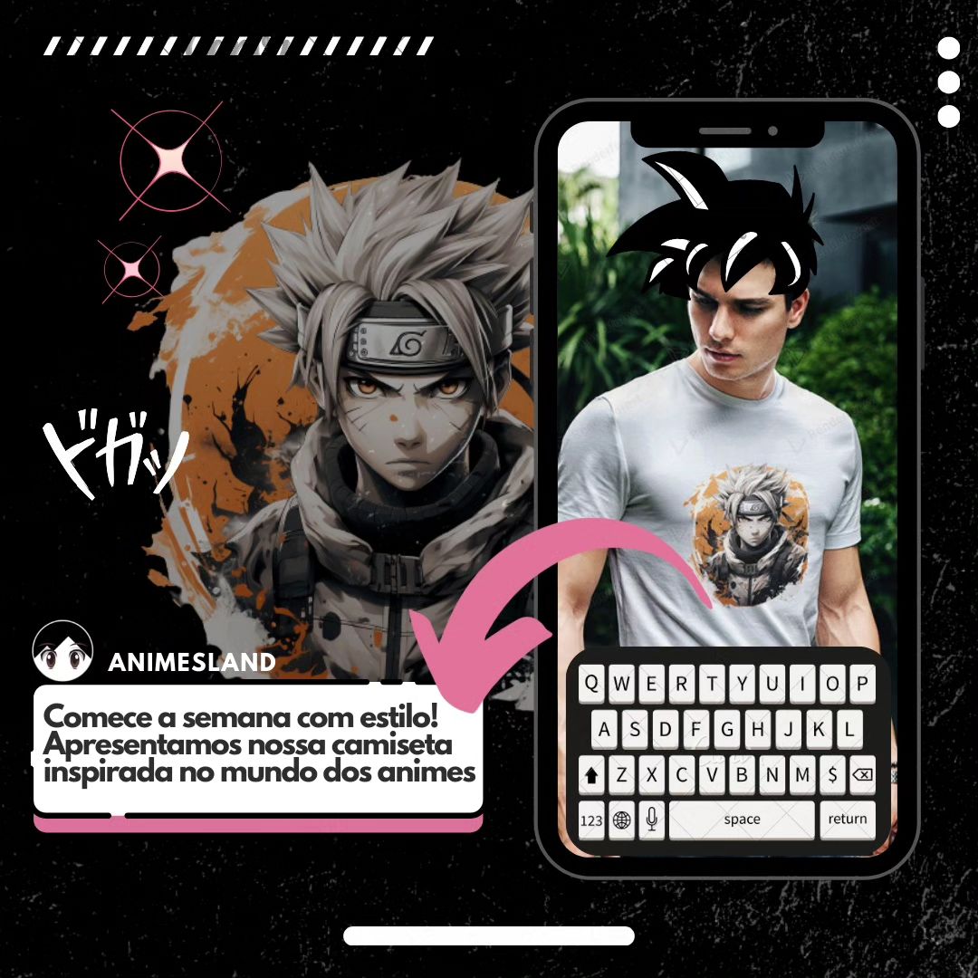"Comece a semana com estilo! Apresentamos nossa camiseta inspirada no mundo dos animes. 🚀 Qual é o seu anime favorito? D