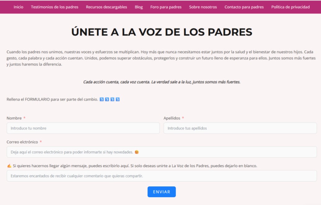 Formulario - Únete a La voz de los padres thumbnail