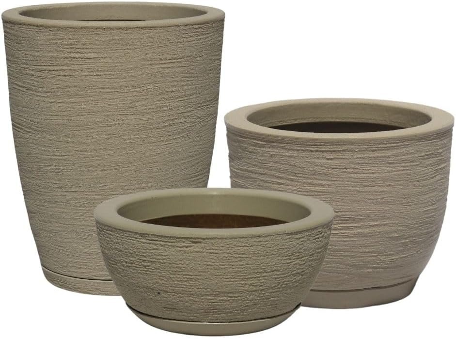 kit 3 Vasos Decorativo de Planta em Polietileno Jardim Casa Sala n1, n2 e n3 (Bege) | Amazon.com.br thumbnail