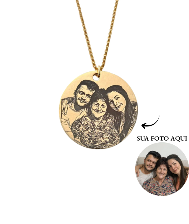 Colar medalha personalizado M banho de ouro thumbnail