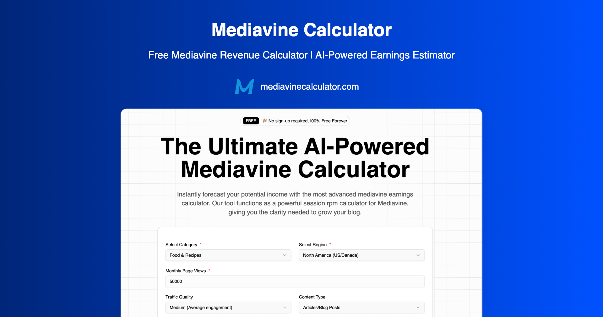 Free Mediavine Revenue Calculator | AI-Powered Earnings Estimator thumbnail