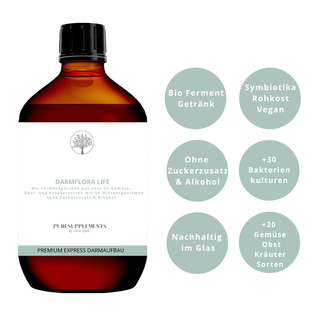 PREMIUM BIO DARMLIFE SYMBIOTIKA ENZYM-FERMENTGETRÄNK MIT 30 BAKTERIENKULTUREN (500ML, OHNE ZUCKERZUSATZ, DARM MIT CHARME) thumbnail