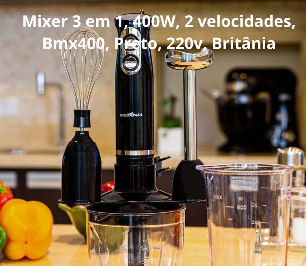 Mixer 3 em 1, 400W, 2 velocidades, Bmx400, Preto, 220v, Britânia : Amazon.com.br: Cozinha thumbnail