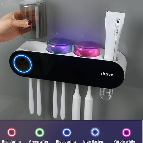 Suportes de escova de dentes para banheiros, desinfetante de escova de dentes thumbnail