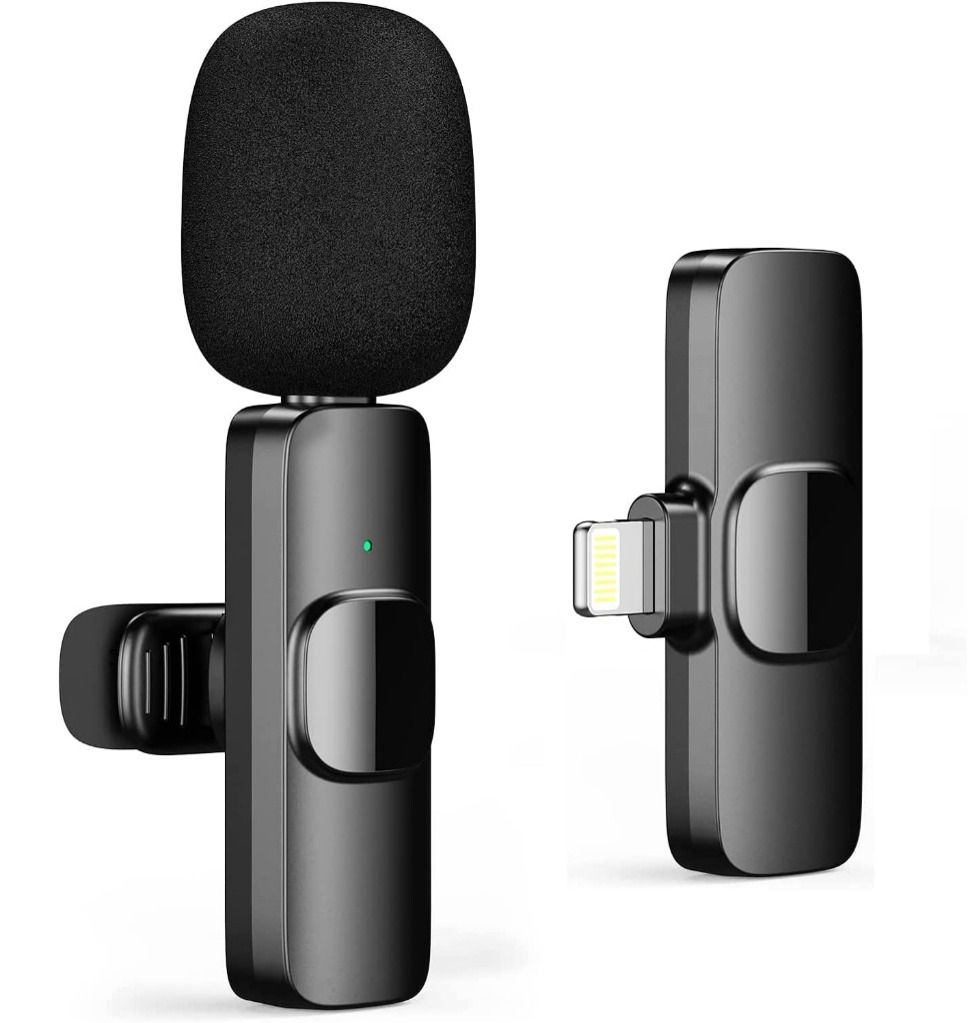 Microfone de Lapela Sem Fio K9 Vlog Compatível Tipo C e iPhone thumbnail