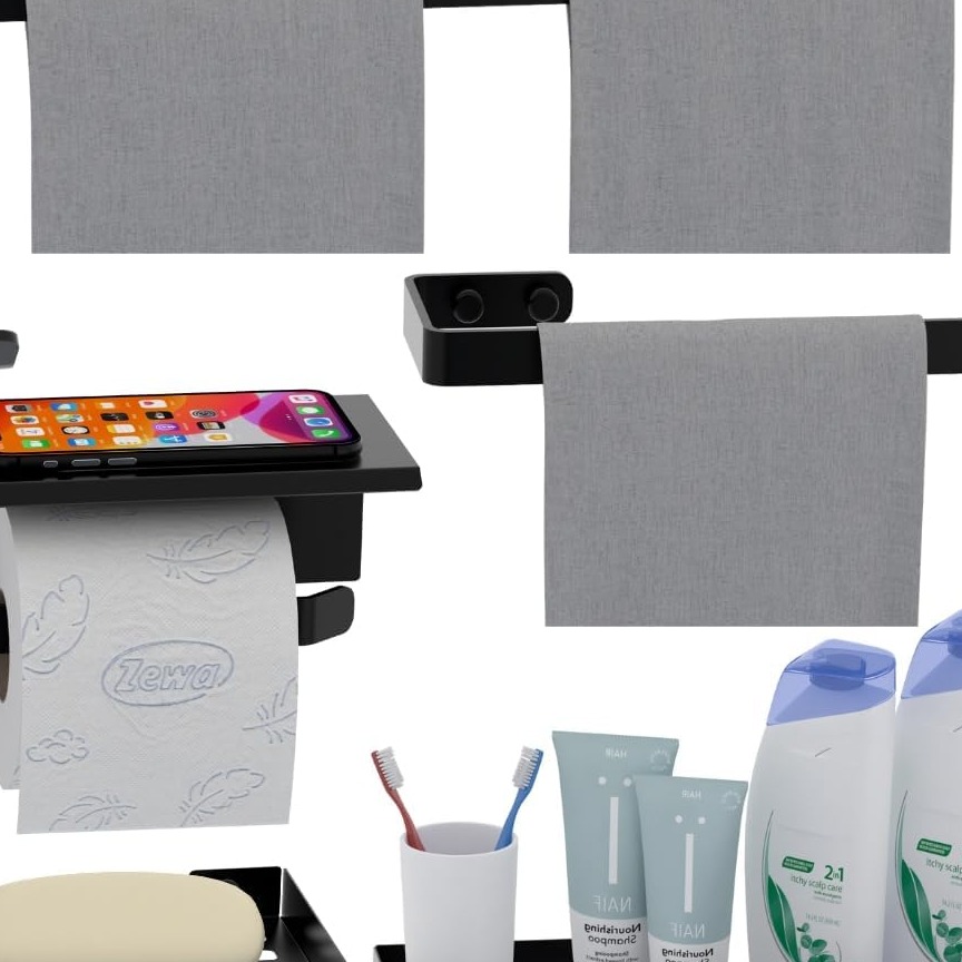 Kit Acessórios Para Banheiro Preto Fosco 6 Peças MAX | Amazon.com.br thumbnail