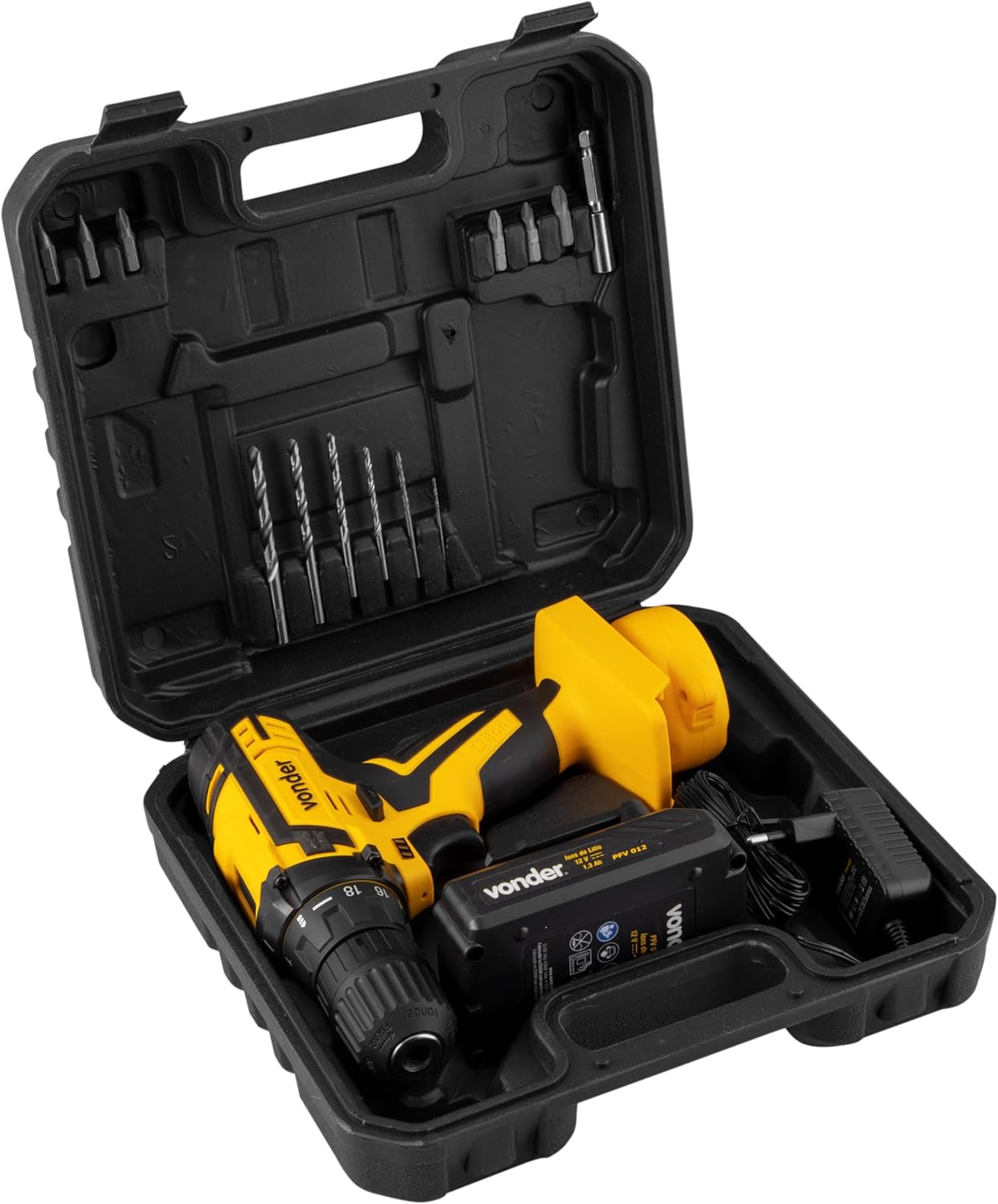 Ao Clicar será direcionado para o site da Amazon |Vonder Parafusadeira/Furadeira Com Bateria Carregador Bivolt Automático Pfv 012 12 V thumbnail