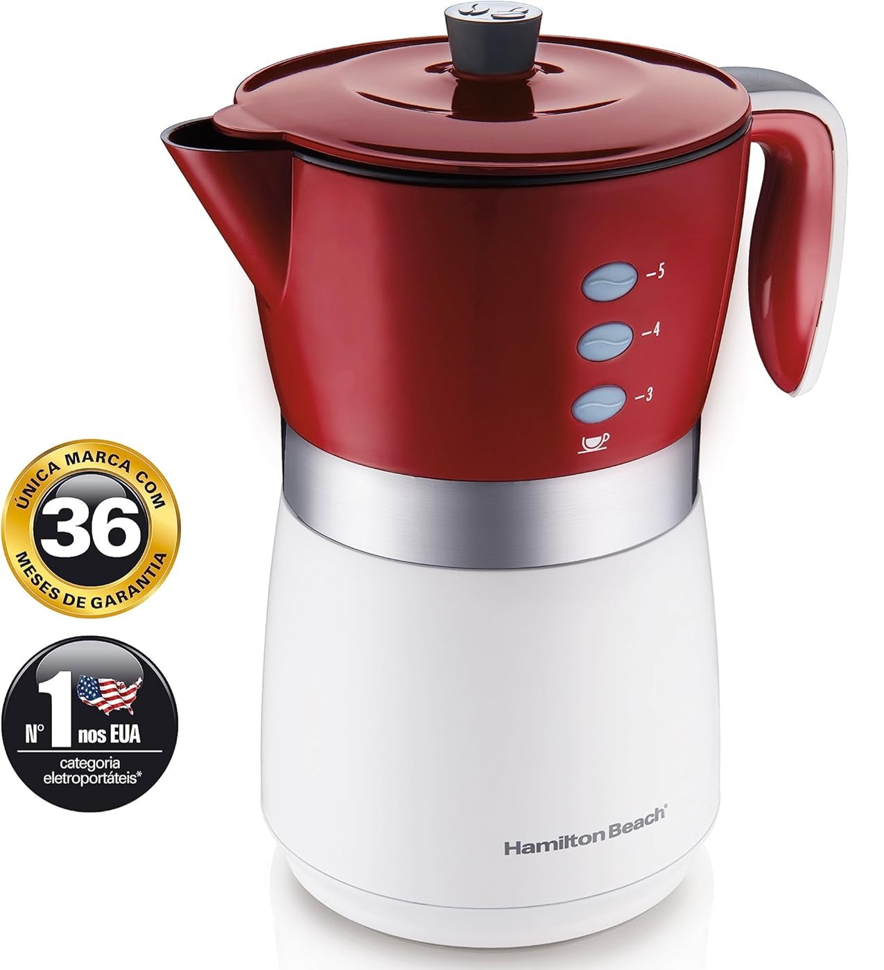 Cafeteira Elétrica Hamilton Beach,14 Xícaras, Branca/Vermelha, 220v | Amazon.com.br thumbnail