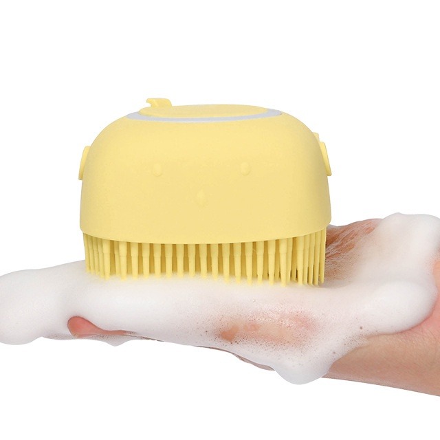Esponja Para Banho de Silicone Dispenser Massageador Escova Shampoo Sabonete Liquido Infantil  thumbnail