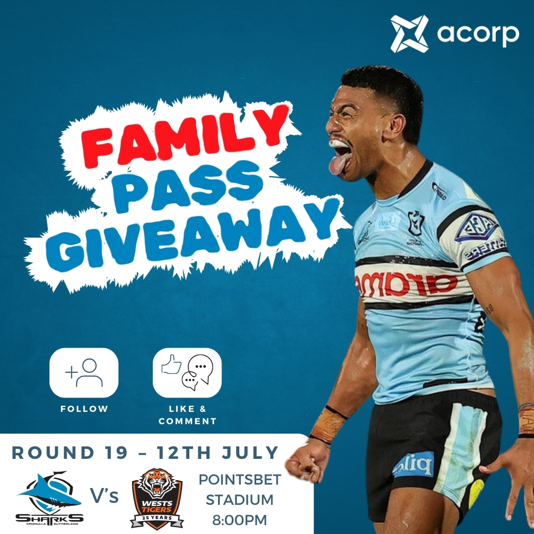 🎉🏈 School holiday entertainment is on us!! 🏈🎉

🌟 Family Pass Giveaway 🌟

As proud sponsors and supporters of the Sharks,