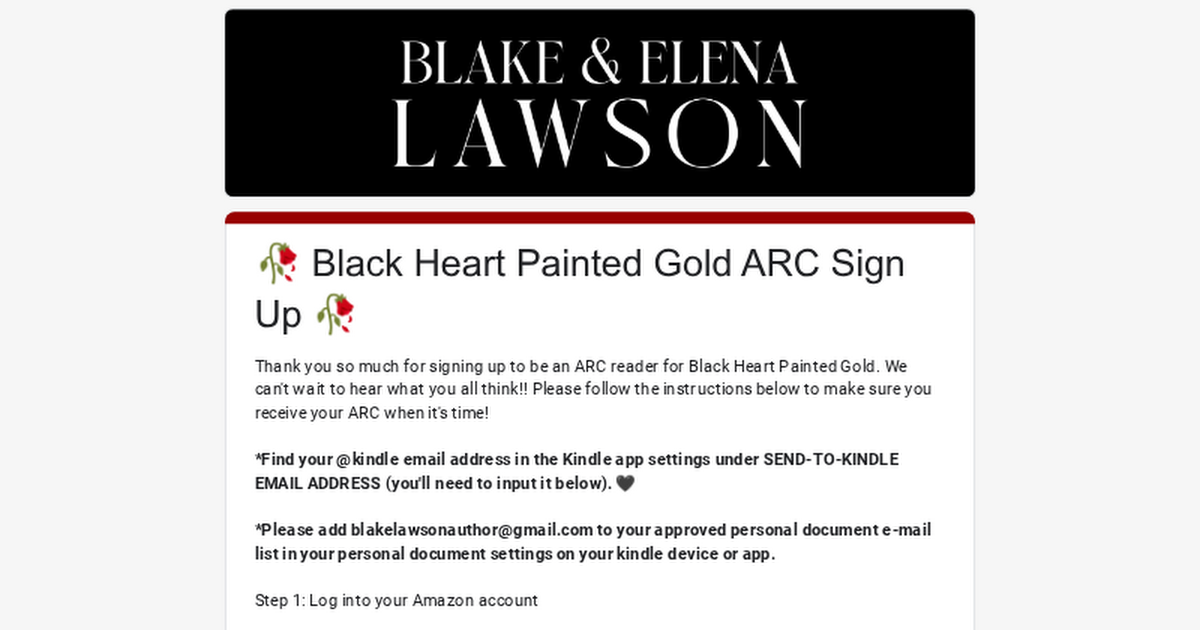 Black Heart Painted Gold ARC Sign Up  thumbnail