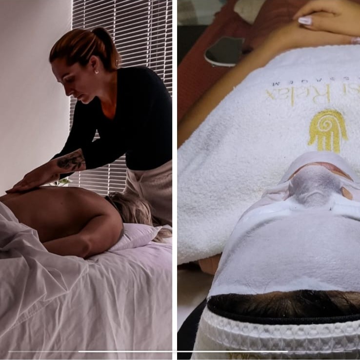 Combo Aura Relax, Cliente é recebida com Ritual de Boas vindas, degustação e Escalda pés. É realizada a limpeza de pele com Máscara de ouro rejuvenescedora. Depois desfruta de uma massagem relaxante com óleos essenciais - R$290 ⏱️ 150 minutos  thumbnail