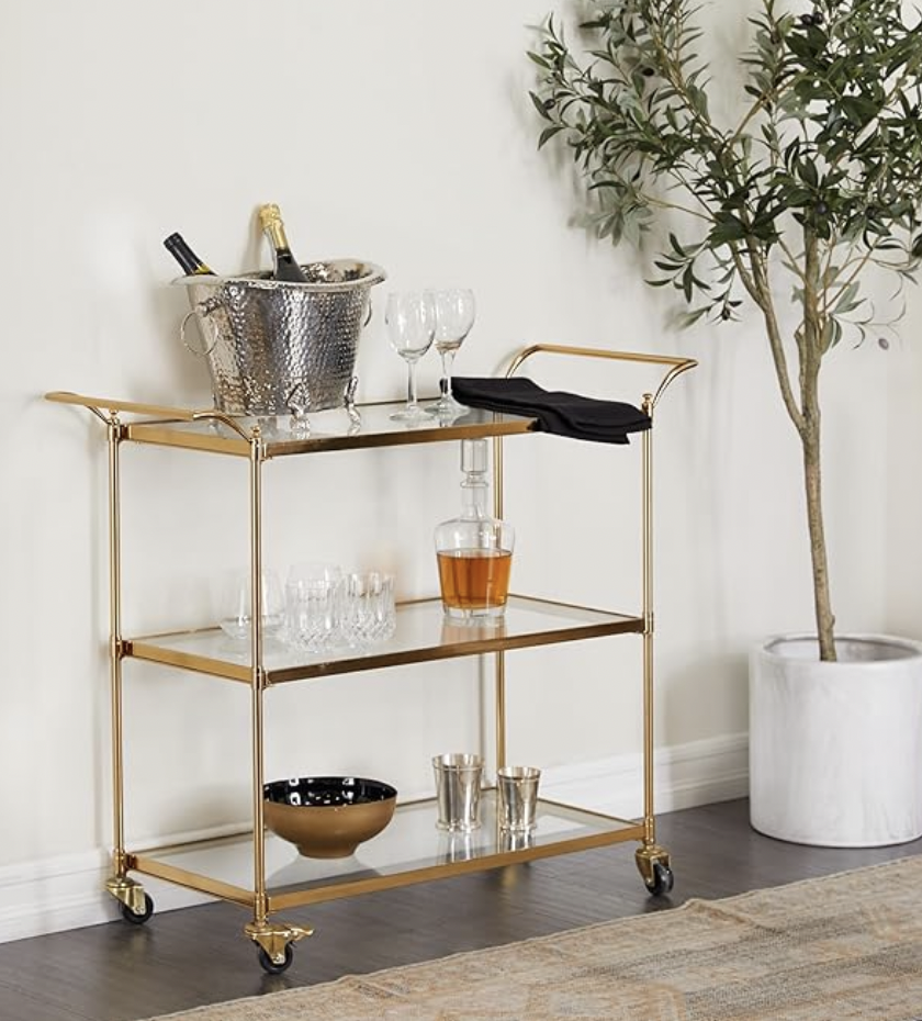 Deco 79 Metal Rolling  Bar Cart with Lockable Wheels thumbnail