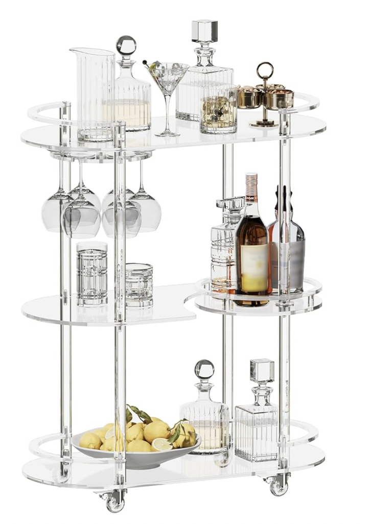 Acrylic Bar Cart with Glass Holder thumbnail