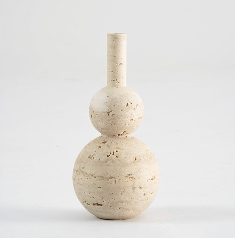 Vintage Travertine Gourd Vase thumbnail