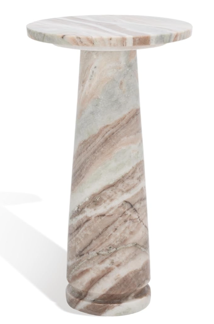 White Brown Marble Accent Table thumbnail