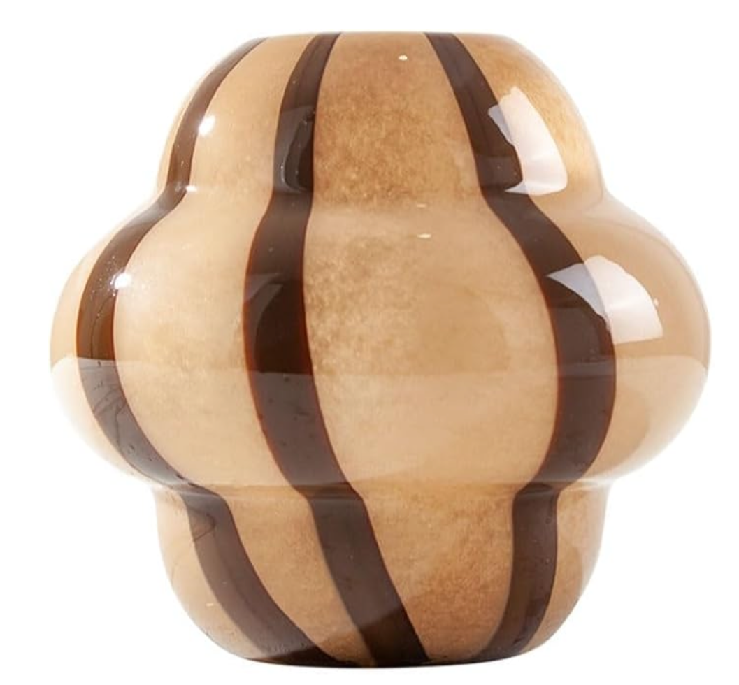 Striped Handmade Glass Flower Vase thumbnail