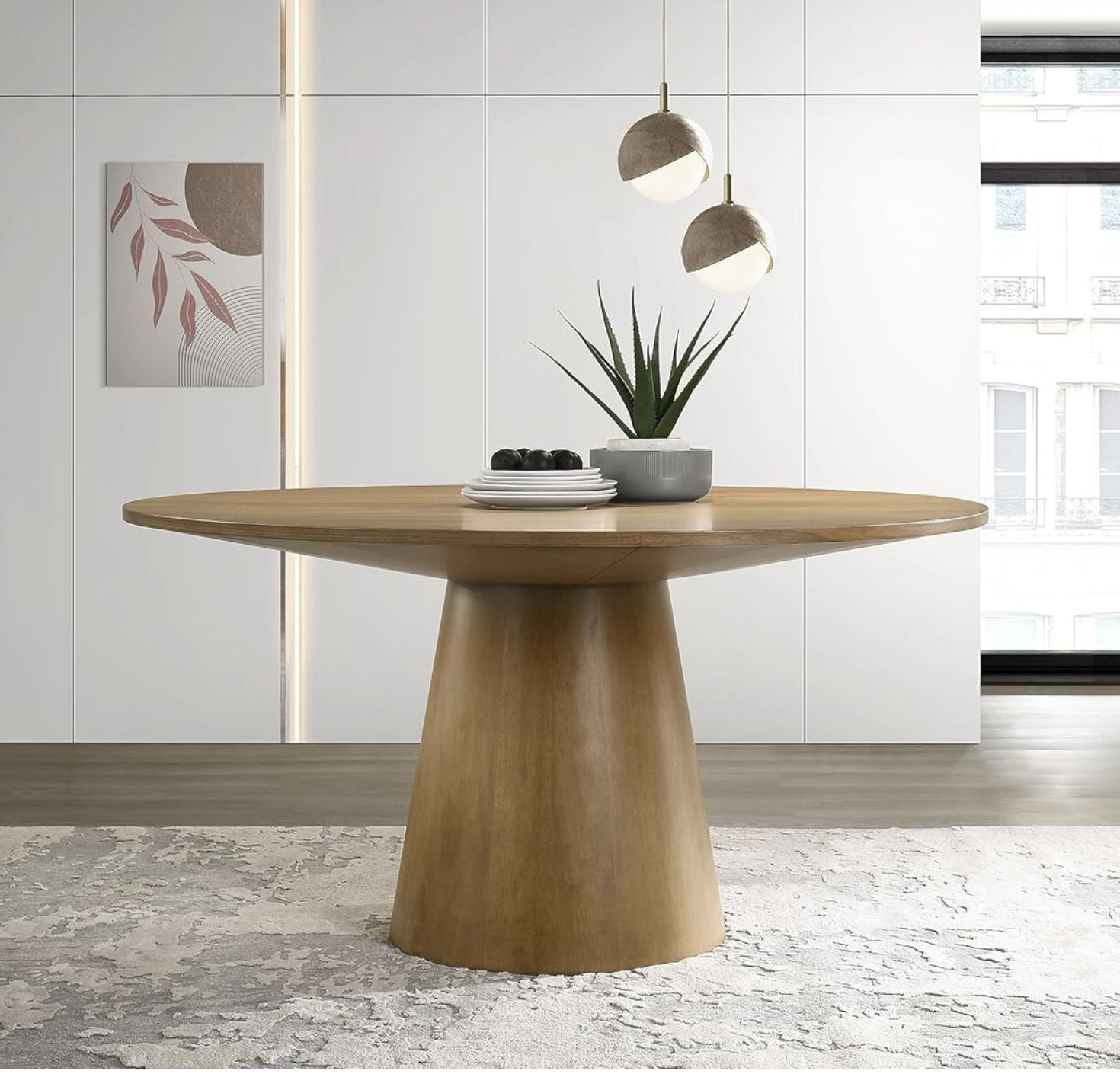 Round Wood Grain Dining Table thumbnail