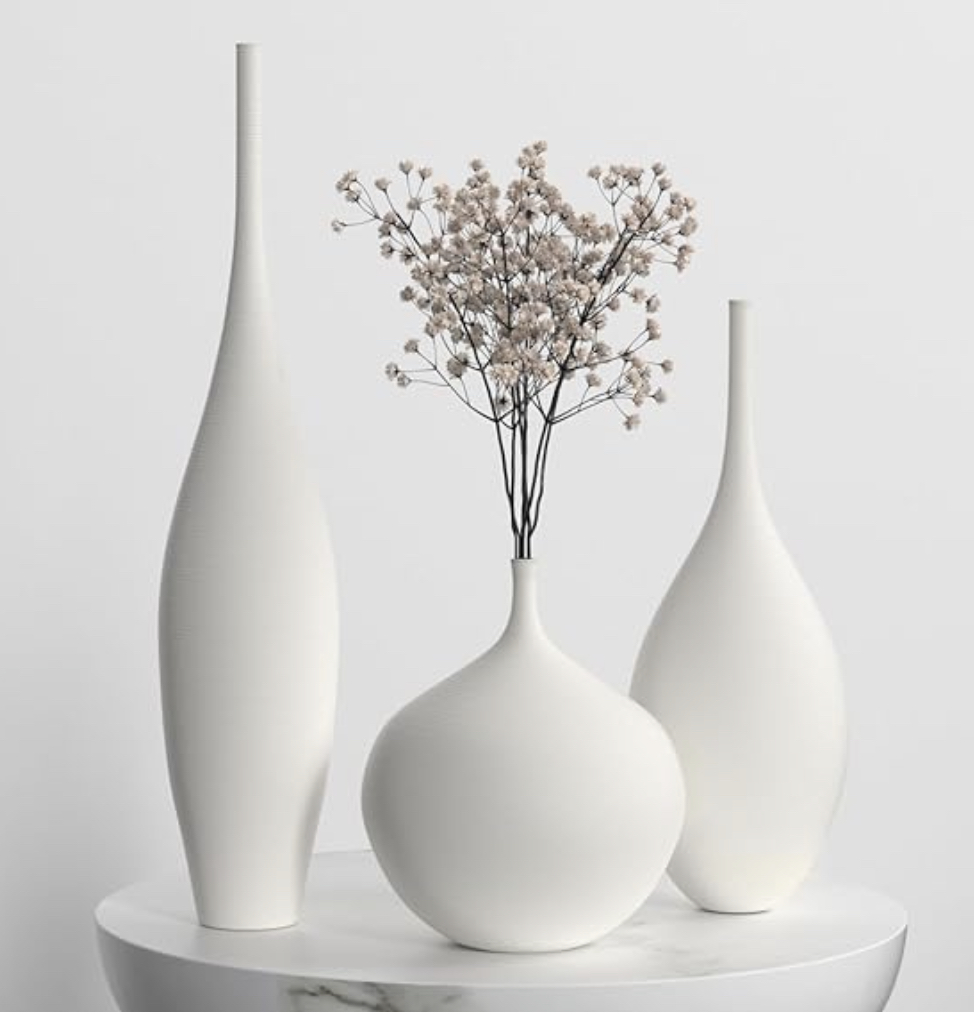 White Ceramic Vases - Set of 3 thumbnail