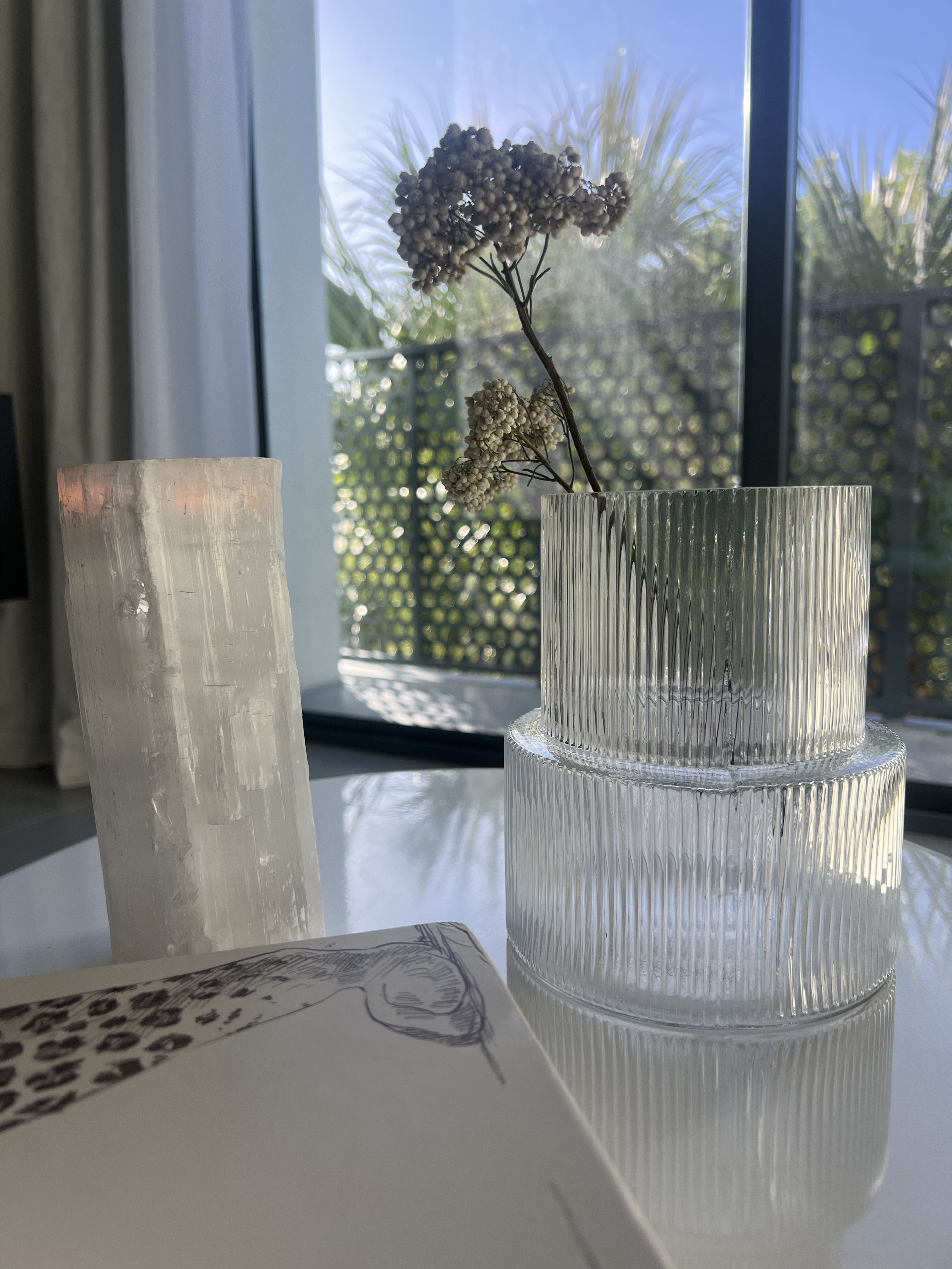 Clear Ribbed Glass Vase  thumbnail