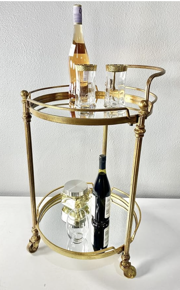 2-Shelf Glass Round Serving Bar Cart thumbnail