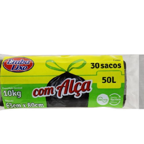 SACO DE LIXO COM ALÇA 50 LITROS thumbnail
