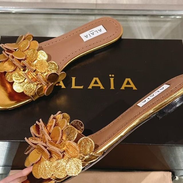 Alaia Gold Sandal  thumbnail