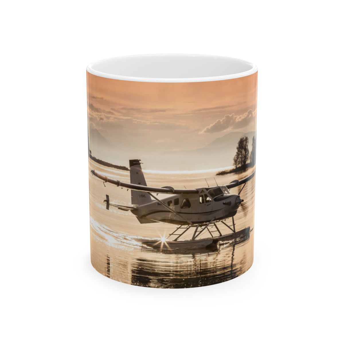 Seaplane Sunset Ceramic Mug - Unique Coffee Cup for Aviation Lovers, Travel Gifts, Outdoor Adventure Decor, Beach Vibe, Home Barware - $7.68 - Aviation Art thumbnail
