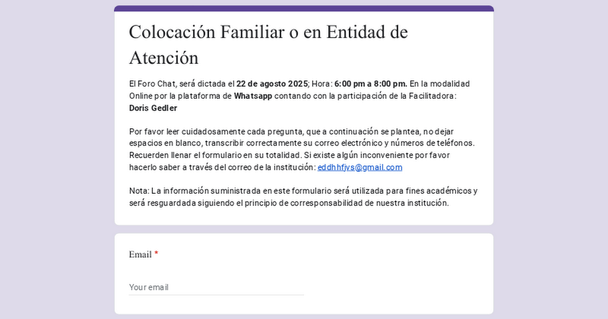 Colocación Familiar o en Entidad de Atención thumbnail